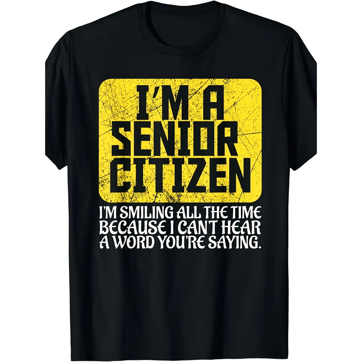 Men's Humorous T-Shirt with "I Am a Senior Citizen" Slogan, Retro Graphic Design, All-Season Wear, Ideal Gift for Hearing-Impaired Seniors
