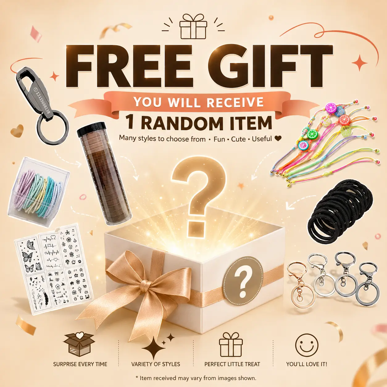 Random Giveaway Item | Cute Accessories, Hair Ties, Bracelets, Keychains & More