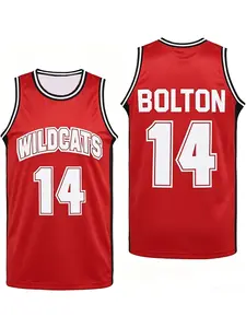 High School Musical Wildcats #14 Troy Bolton Basketball Jersey, Red Replica, Breathable Mesh Sleeveless for Movie Fans, Cosplay & 2000s Nostalgia Streetwear Enthusiasts