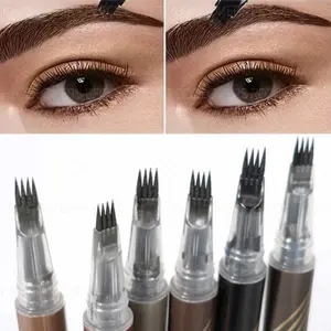 1PC Ultra-fine Four-pronged Liquid Eyebrow Pencil, Precise Application, Multiple Colors Available, Long-lasting and Waterproof, Quick To Fill in Eyebrows, Novice-friendly Makeup, New Year Gift, Precisely Sculpted Brows, Eyebrow Makeup Products