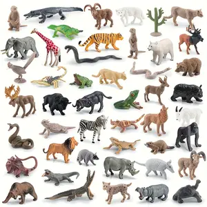 Mini Wildlife Model Set, Nile Crocodile, King Cobra, Bengal Tiger, African Lion, Land & River Animal Scene Building Models, Gift, Figures, Action Figures, Animal Collectibles