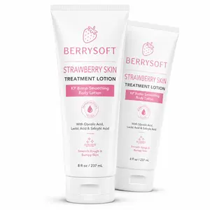 Strawberry Skin Treatment Lotion, KP Bump Smoothing Body Lotion with Glycolic Acid, Lactic Acid & Salicylic Acid, Exfoliating Lotion for Rough & Bumpy Skin, Strawberry Legs Care