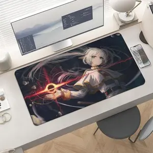 Anime Frieren Attack Large Extended Gaming Mouse Pad & Keyboard Laptop Mat 31.5x15.75 in Non-Slip Base Office Desk Decor Stylish & Functional