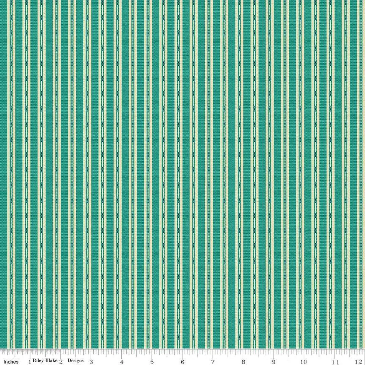Fabric Riley Blake Ticking Teal Stitcher's Flannel by the Quarter Yard F15552-TEAL