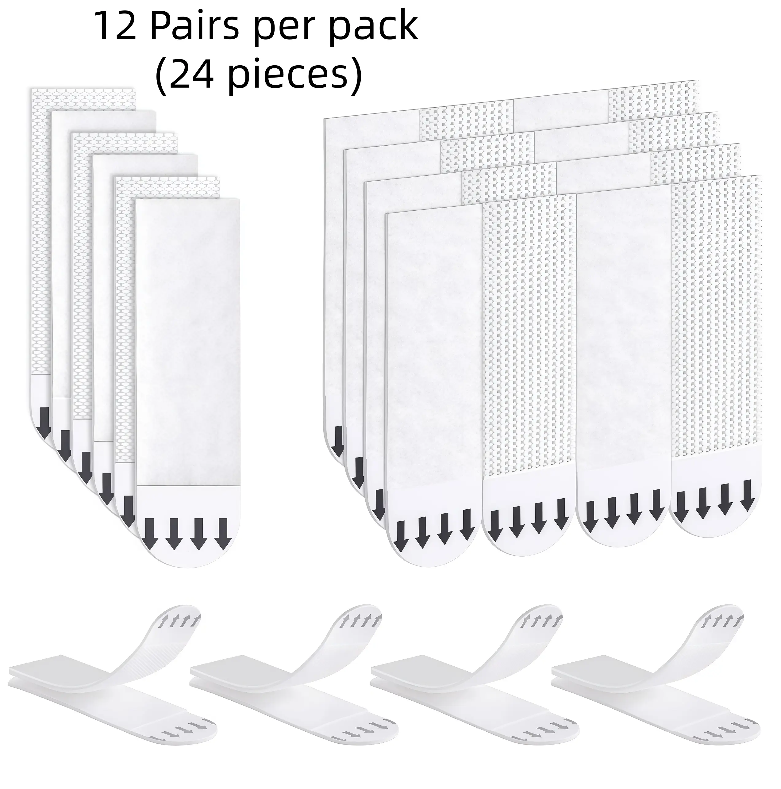 12 Pairs Heavy Duty Picture Hanging Strips, Removable & Reusable Adhesive Mounting Strips, No Damage Wall Sticky Hooks for Home Decor, No Drill, No Residue.self adhesive.