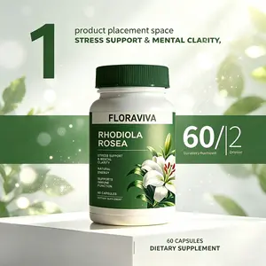 Rhodiola Rosea Extract Dietary Supplement Vitamins - 500mg Natural Adaptogen for Stress, Energy & Focus | Health & Fitness Support Edible