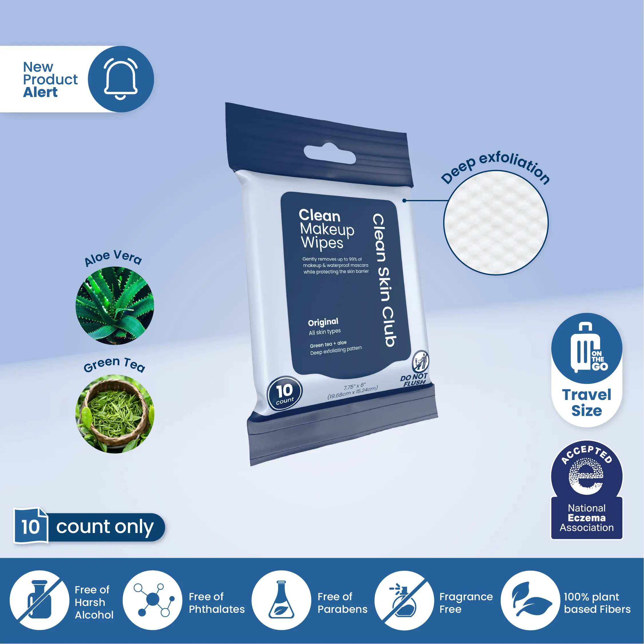Clean Makeup Wipes Original Travel 10ct: Gentle, Non-Irritating Removal for All Skin Types Clean Makeup Wipes Original Travel 10ct: Gentle, Non-Irritating Removal for All Skin Types
