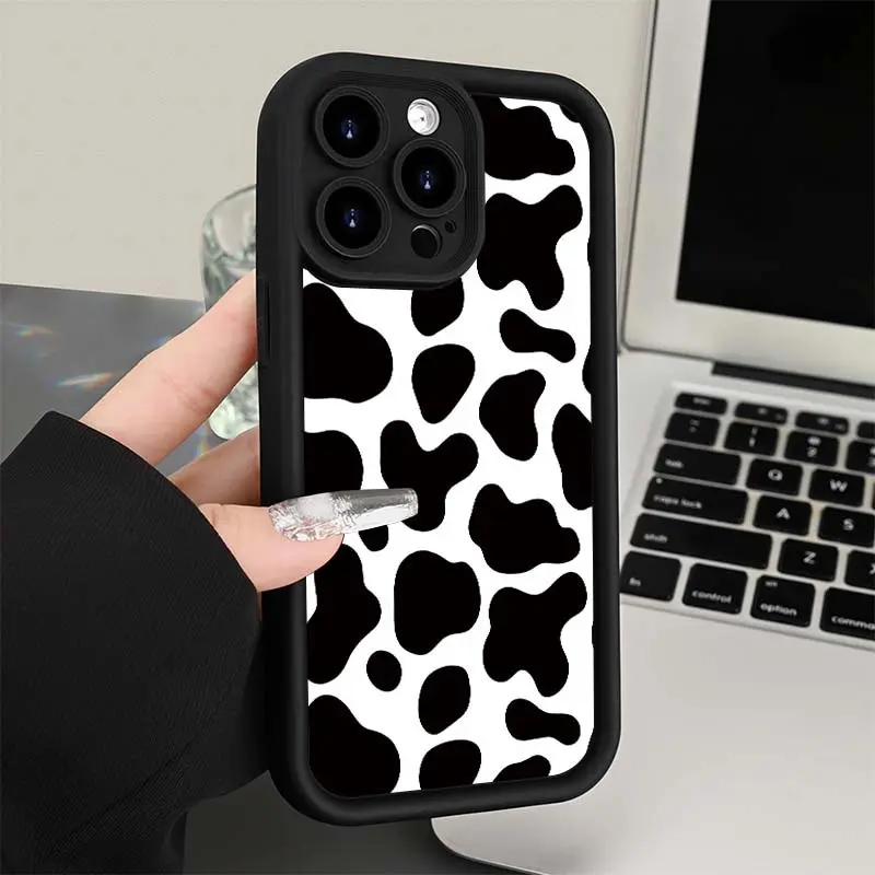 Cow Print Shock-Absorbing Soft Cellphone Case - Brand-New Gap-Design Protector Cover for iPhone 11, 11 Pro, XS, XS Max, 12-17, 18 Mobile Phone Accessories