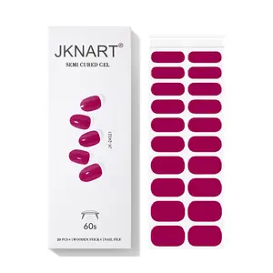 20pcs Fuchsia Nail Stickers: UV Gel Stickers, Semi-Cured Full-Cover Stickers, 2nd-Gen Semi-Cured Soft Gel Tips (UV/LED Lamp Required). Artistic, salon-quality, easy to apply & remove, ideal for women.