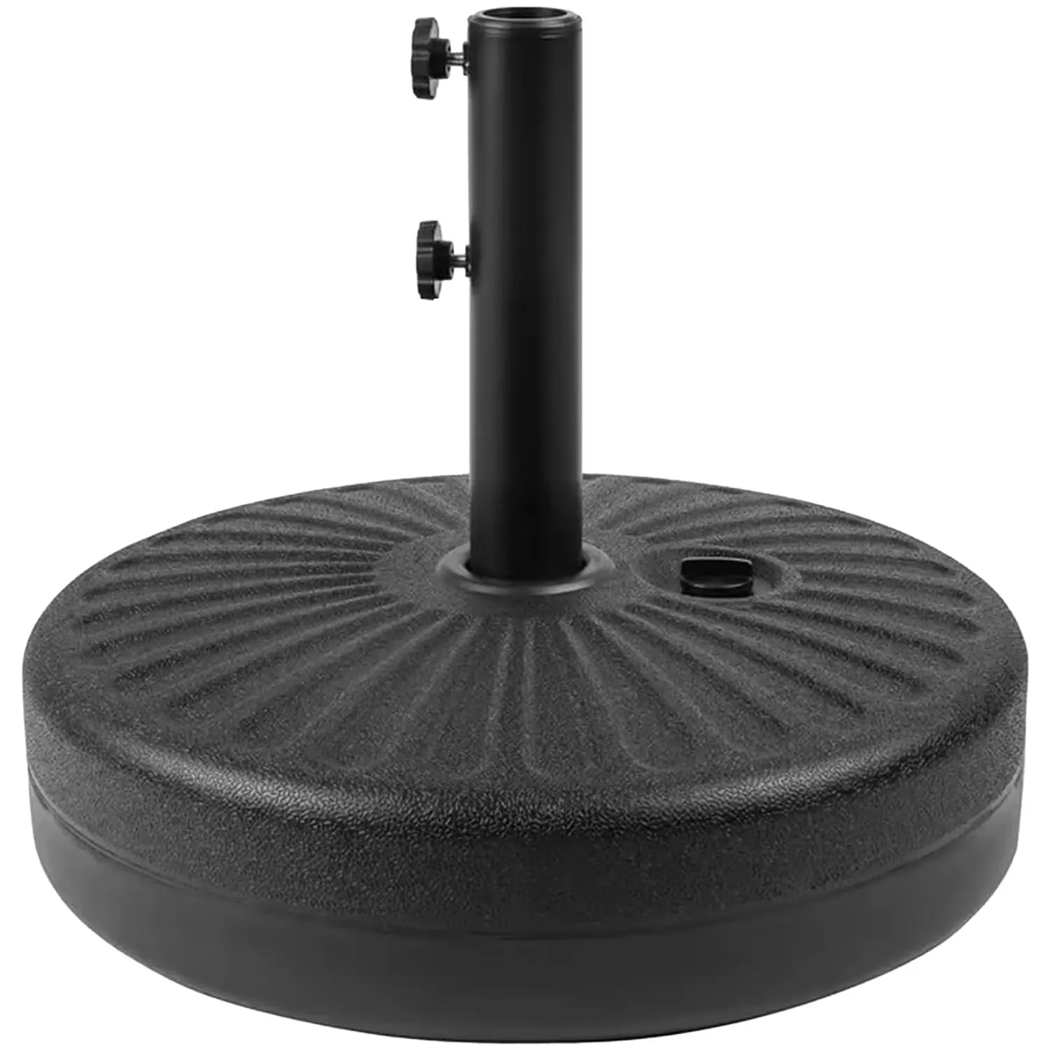 Round Umbrella Base Stand With Steel Umbrella Holder, 50lbs Heavy Duty Fillable Umbrella Base Stand, for Outdoor, Patio, Market, Lawn, Garden (Black)