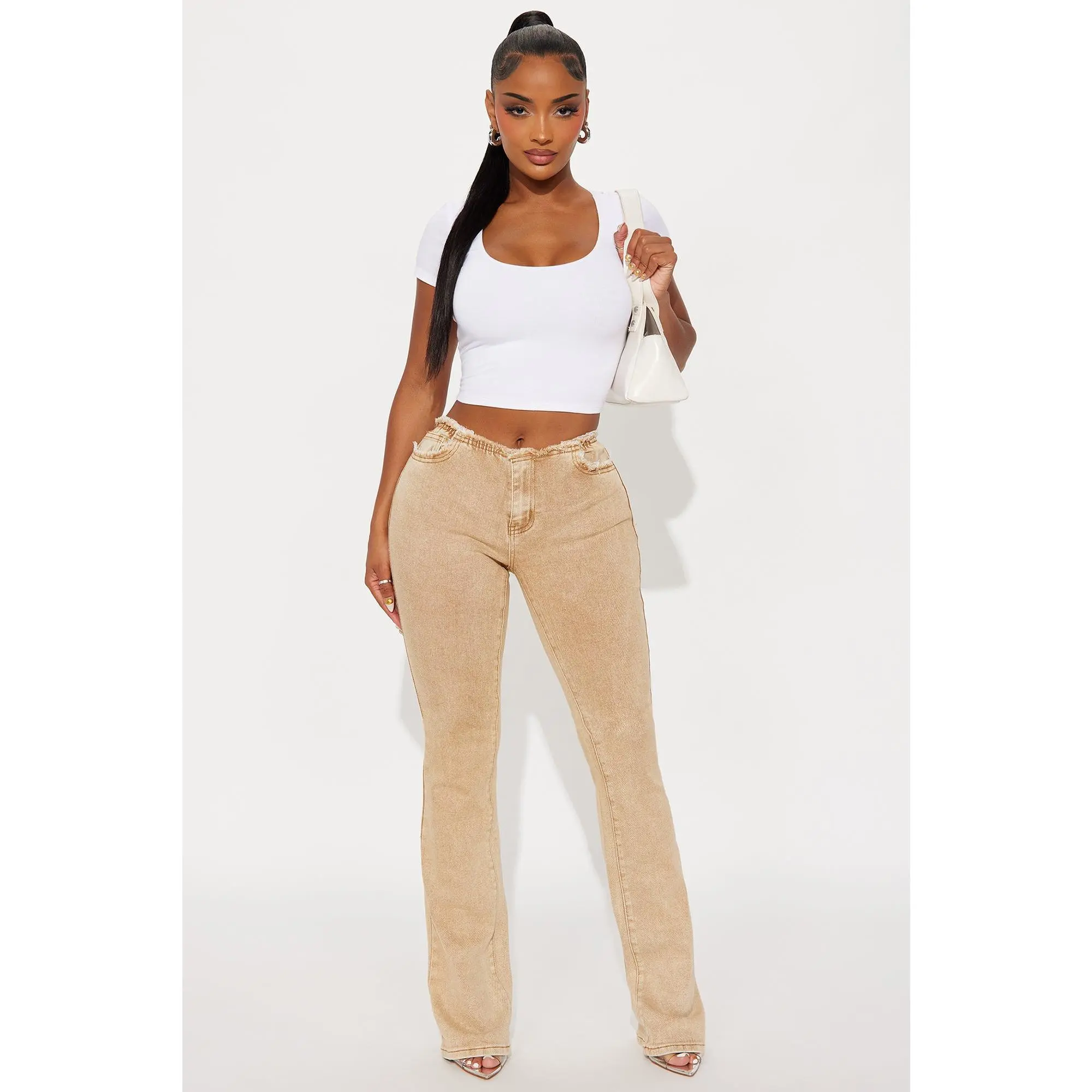 Tall Highly Motivated Stretch Bootcut Jeans - Tan