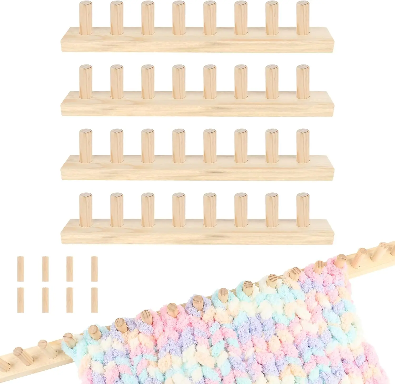 64 Inch Chunky Blanket Loom, Wooden Knitting Loom Adjustable Size DIY Craft