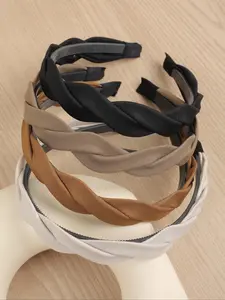 Solid Color Braided Design Headband Set, Mix and Match Headbands, Elegant Hair Accessories for Women & Girls, Everyday Versatility, Minimalist Headwear Suitable for Thick Hair, Thick Hair Compatibility, Headbands Women, Knotted Headband, Braided Texture