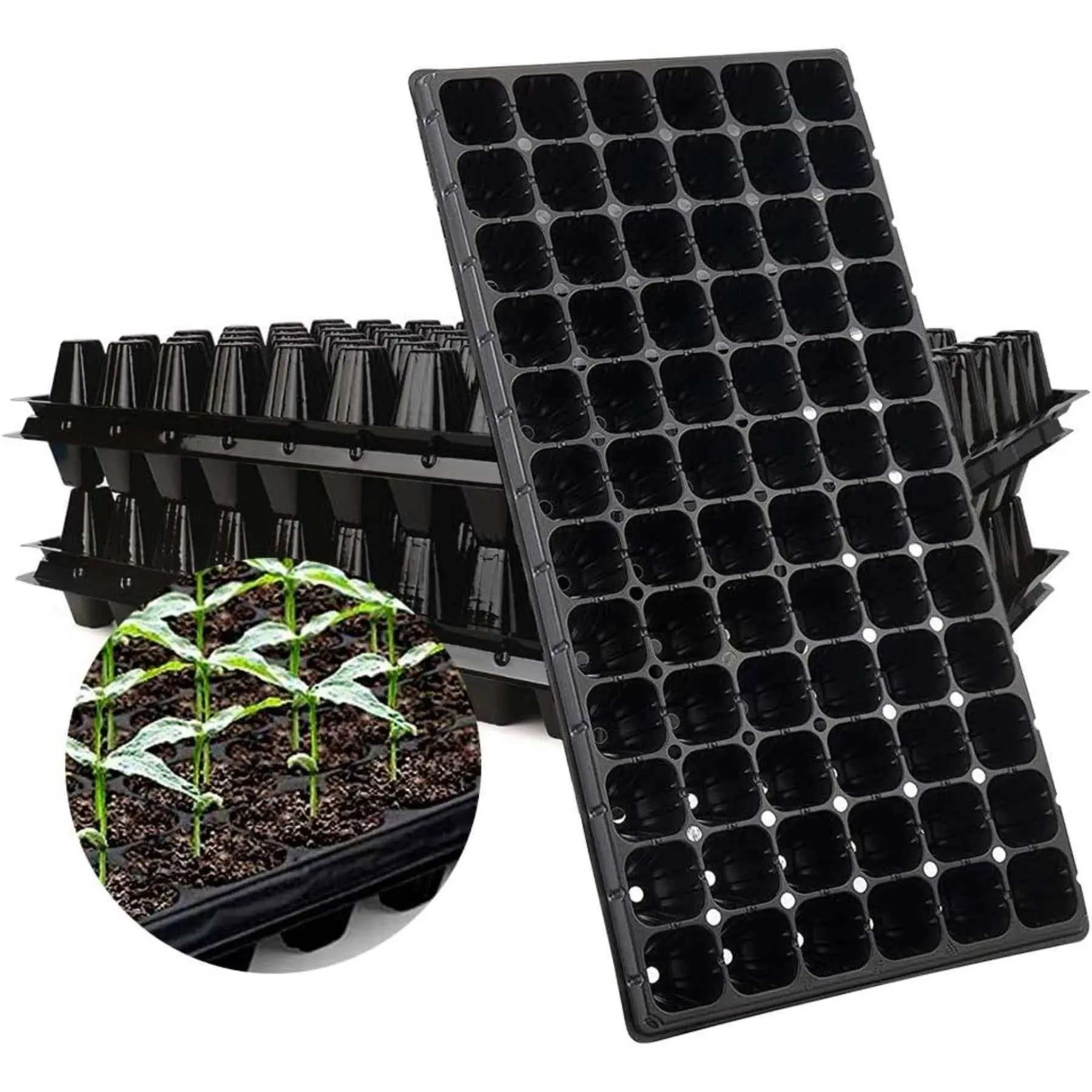 10 Pack Seed Starter Kit, 72 Cell Seedling Trays, Plastic Tray Nursery Pots Mini Propagation Plant Growth Set, Plant Growing Set, Plug-In Tray for Seed Germination, Planting Kit, Garden Plant Supplies, Gardening Supplies