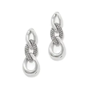 Brighton Cleo Pave Link Post Drop Earring - Silver