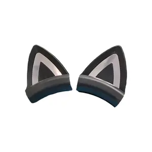 1 Pair - Cute Cat Ear Headphone Covers with V-shaped Reflective Stripes - Soft Silicone Earpads for DJing, Streaming, and Gaming, Easy to Remove, a Gift for DJ/Gamer Girls (Esports Setup Decoration)