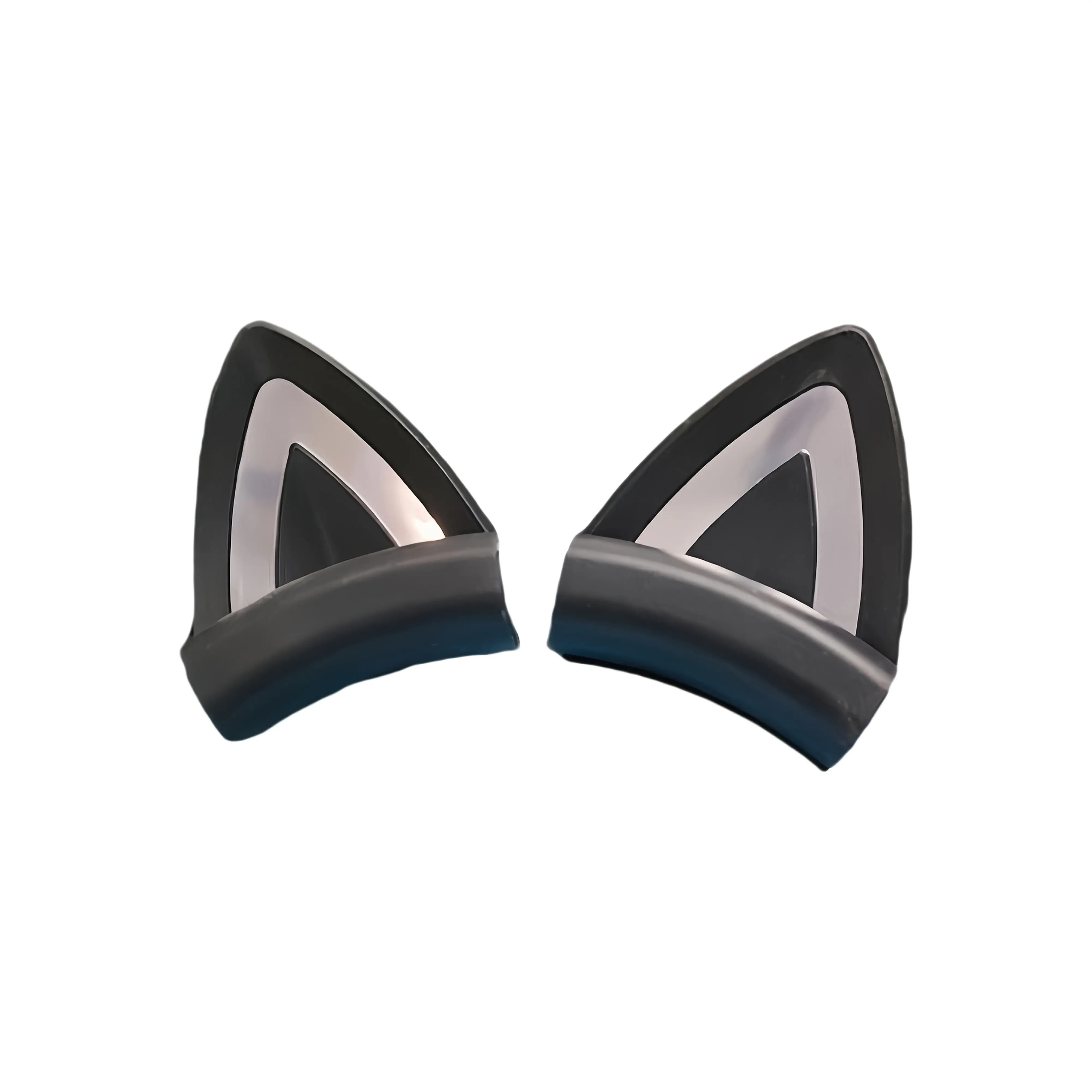 1 Pair Pack Audio Headset Earpad Covers - Cute Cat Ear Soft Silicone Pads with V-shaped Reflective Stripes, Easy to Remove, for DJing, Gaming, Esports Setup Decoration Gift for Girls