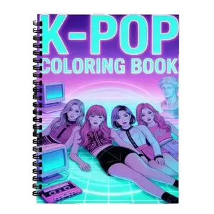 K-Pop Coloring Book, Neon Y2K Retro Korean Girl Group Spiral Coloring Pages, Fun Activity for Kids & Adults, Perfect Gift for K-Pop Lovers