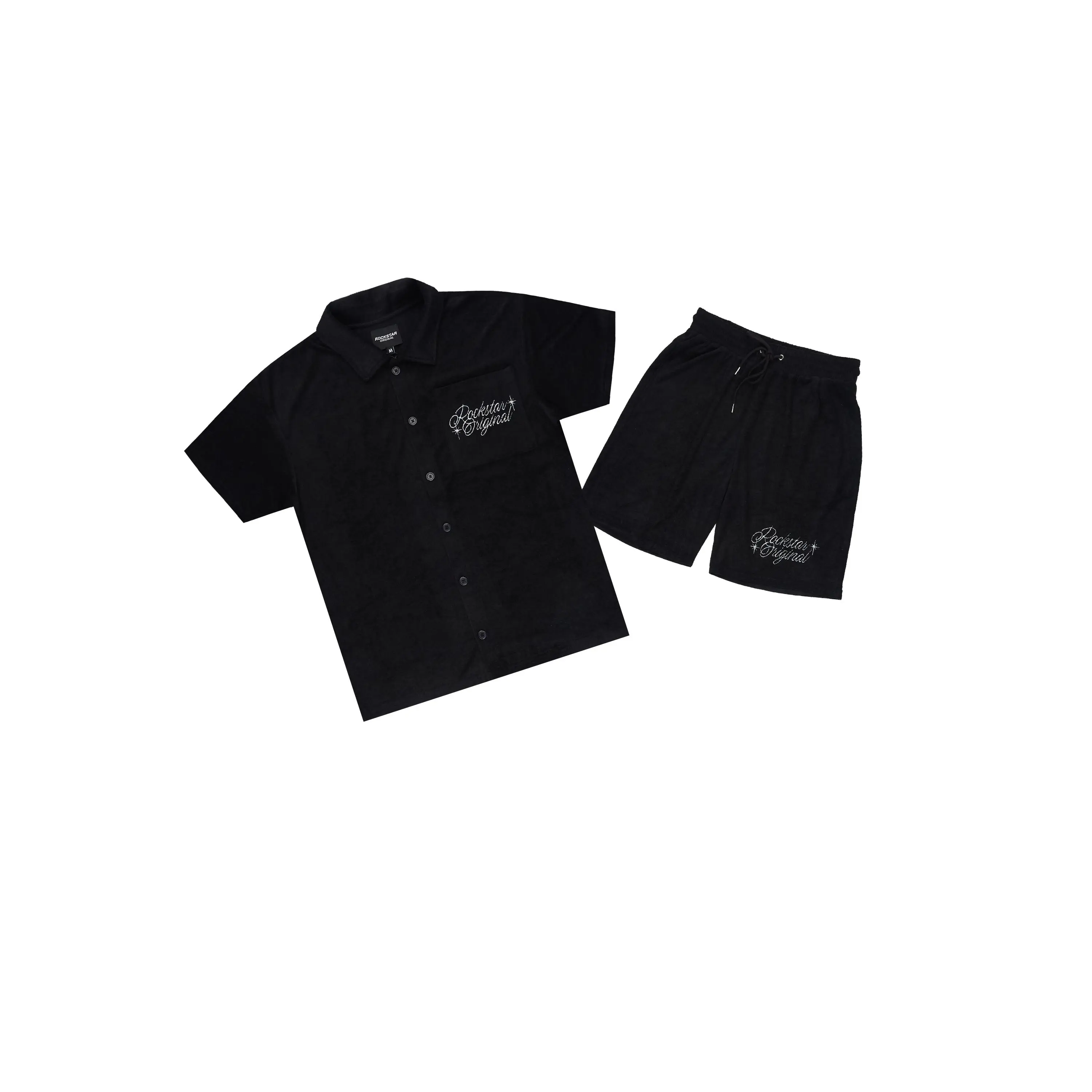 Hirsh Black Button Down Shirt/Short Set
