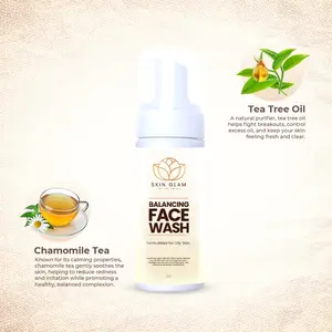 SkinGlam Balancing Face Wash for Oily Skin Tea Tree & Chamomile Foam Cleanser with Balancing Formula for Daily Use