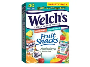 Welch's Fruit Snacks, Fruit Punch & Island Fruits, Individual Single Serve Bags, 0.8 oz (Pack of 40)