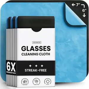 Glasses Cleaning Cloth - (6 Pack) Lens Cleaning Cloth Glasses Cleaner - Microfiber Cloth for Glasses Microfiber Cloth Eyeglass Cleaner, Screen Cleaner, Camera, Eyeglasses, VR/AR -Black & Blue