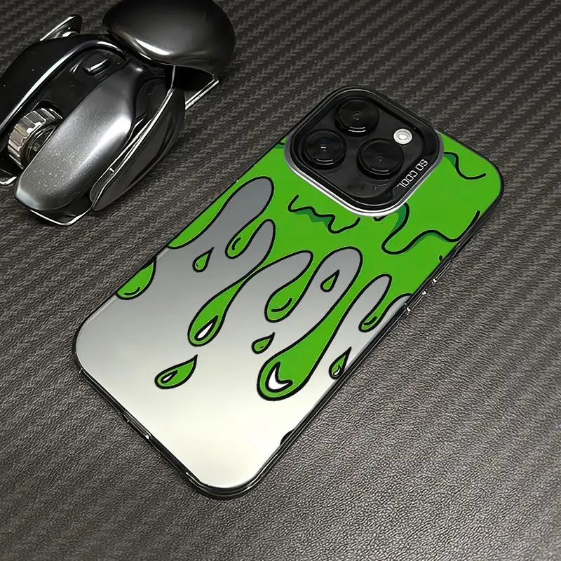 Green graffiti comfortable grip Case for iPhone  17 16 15 14 Pro Max 13 12 11 XR XS Plus Shockproof Non Slip Military-Grade Protection slim Cover