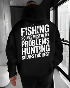Fishing Solves Most of My Problems Hunting Solves the Rest Hoodie – Funny Outdoor Dad Humor T Shirt for Men – Fisherman & Hunter Graphic Sweatshirt