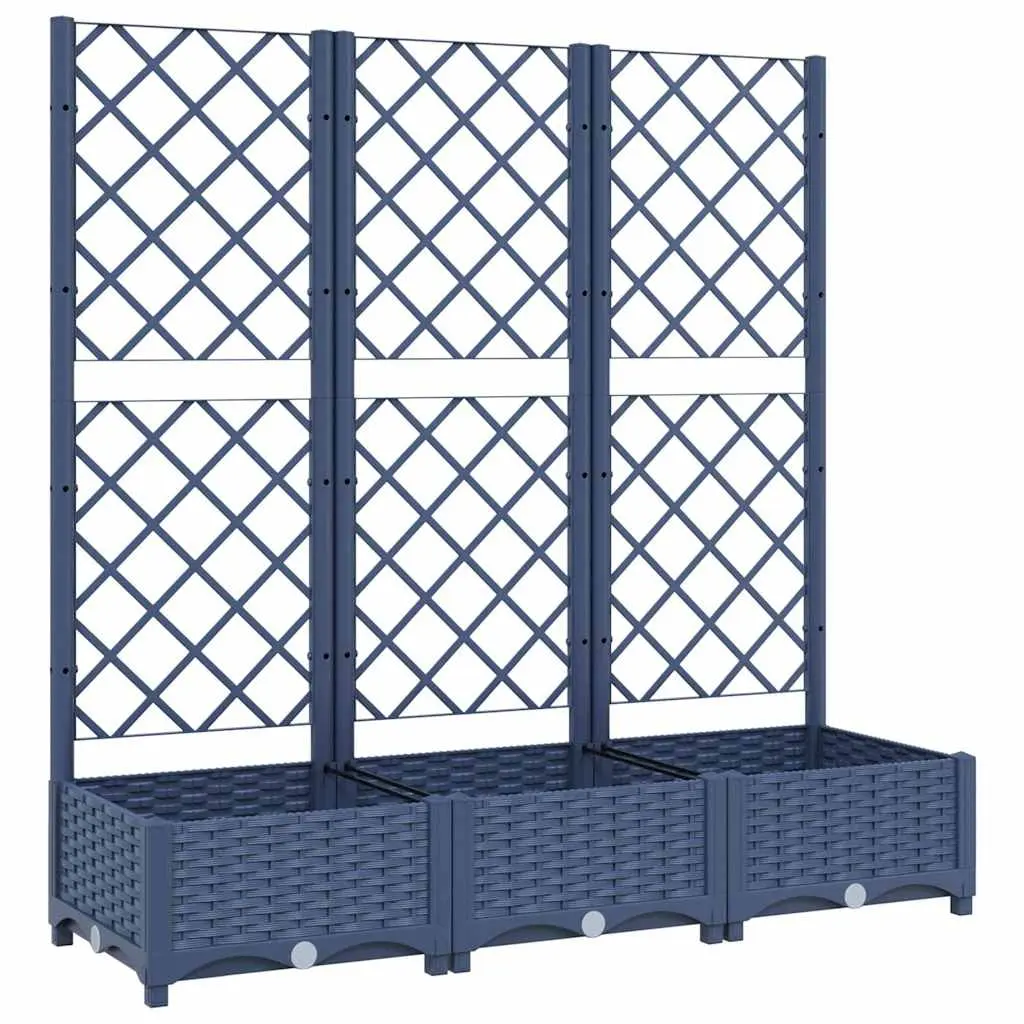 vidaXL Garden Planter with Trellis, Flower Box, Outdoor Planter, Raised Bed for Patio Balcony Terrace Backyard, Plant Pot, Blue Gray PP 318252