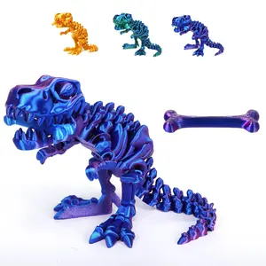 3D Printed Dinosaur Skeleton Decoration Ornament, Dinosaur Figurine, 1 Count Adjustable Joint Design Desk Ornament, Home Decor for Living Room Bedroom Office