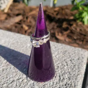 Resin Ring tower jewelry holder ring cone Purple Organizer display Gift Decor Friend Room