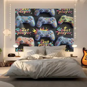 Cool Gamer Tapestry for Teens, Game Controller Wall Hanging Tapestries, HD Printed Wall Blanket, Gaming Themed Backdrop Decor for Dorm, Bedroom, Gaming Room