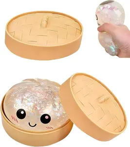 Dumpling Squishy Mystery Box, Slow Rising Glitter Squishy Dumpling Toy, Anxiety Relief Fidget, Stocking Stuffers with Food Steamer Stretchy Desk Toys Fun Gift Ideal fidgeting birthday party favor gift