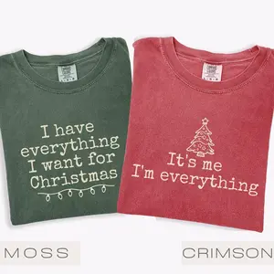 Comfort Colors Christmas Couples Tshirt, I Have Everything I Want For Christmas, It's Me I'm Everything, Christmas Matching Tee