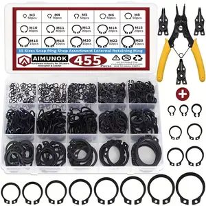 456pcs Aimunok Heavy-Duty 4-In-1 Snap Ring Pliers Kit, Circlip Pliers Set, Hand Tools, 15-Sizes (3mm-25mm), Alloy Steel, External Retaining Rings, Internal Circlips & Snap Clips
