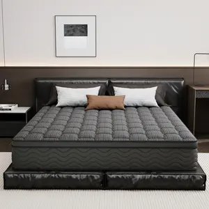 12 Inch F/Q/K Hybrid Mattress Medium Firm Boxed Mattresses Black/Gray Full Size Pocket Spring Quality Support Relieve Back Pain Relief Skin-Friendly Comfortable Sleep