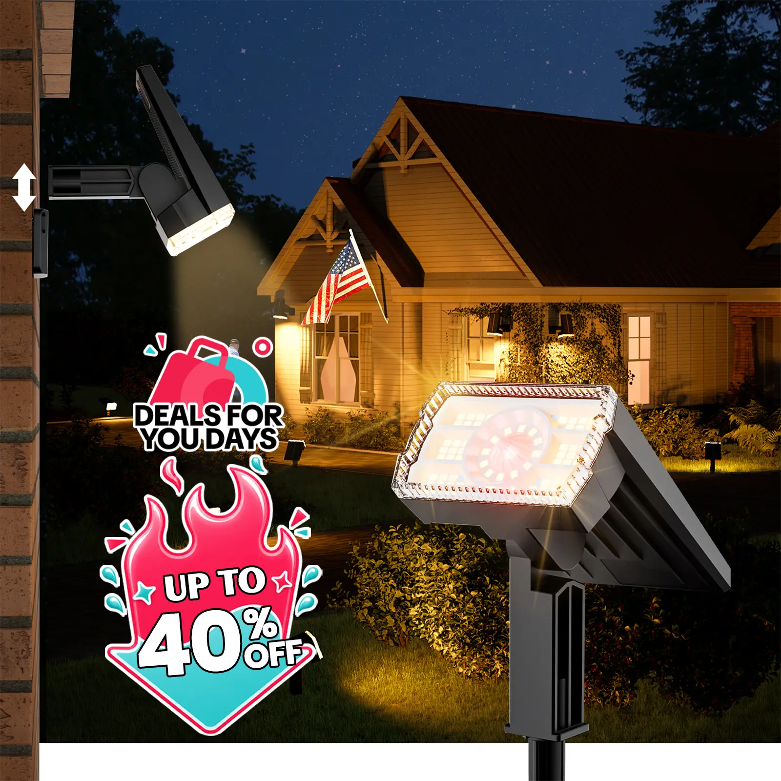 Solar Spot Lights Outdoor, [58 LED/12000K/3 Modes] Easy Installation Solar Lights Outdoor Waterproof IP67, Auto On/Off, 2-in-1 Wall Light Flood Light for Tree Yard Garden Pathway,easiestgardenmakeover,summergarden