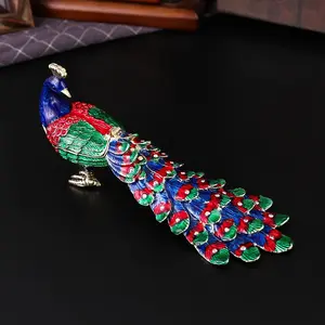 Elegant Enamel Peacock Jewelry Box, Handmade Zinc Alloy Tail Design, Transform Your Dressing Table, Trendy Oriental Luxury Gift