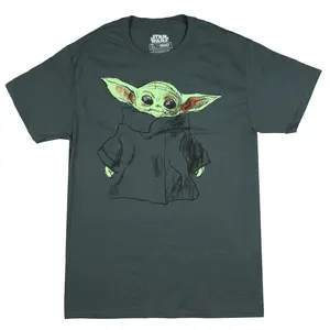 Star Wars T-Shirt Men's Grogu Sketch Style Design Short Sleeve Tee