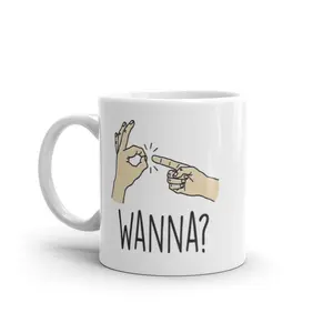 Wanna Finger Bang Mug Funny Offensive Sex Joke Hands Graphic Novelty Coffee Cup - 11oz Funny Coffee Mugs Ceramic Printed Drinkware Cup