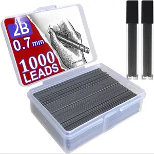 Warrenty Brand 1000 Count 0.7mm 2B Lead Refills Medium Thickness Break Resistant Graphite Leads 0.7mm Short 6cm Ambidextrous Shape Round Tip