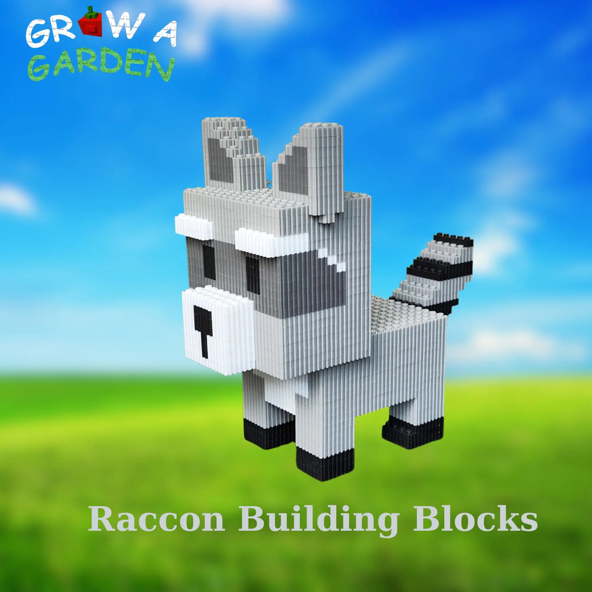 Grow A Garden Raccoon Building Blocks - Bug Egg Chicken Zombie Disco Bee Series - Pixel Art Fun for Collectors & Builders