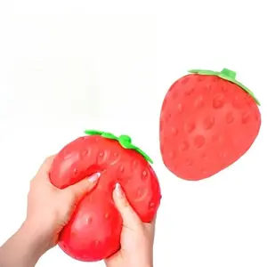 Squeeze Strawberry - Extra Large 4" Squishy Stress Ball for Adults & Kids 3+ - Fruity Fidget Toy for Stress Relief & Sensory Play - Safe & Durable Non-Toxic Material