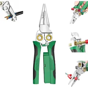 8-in-1 Wire Stripper with Voltage Tester, Multi-function Cable Cutters, Pliers, Crimper, Splitter, and Wire Stripping Function for 10-18 AWG Wires,tool kit set,tools,pressurewasher,drill,ratchet strap,chainsaw,tools gadgets,power tools cable scissors
