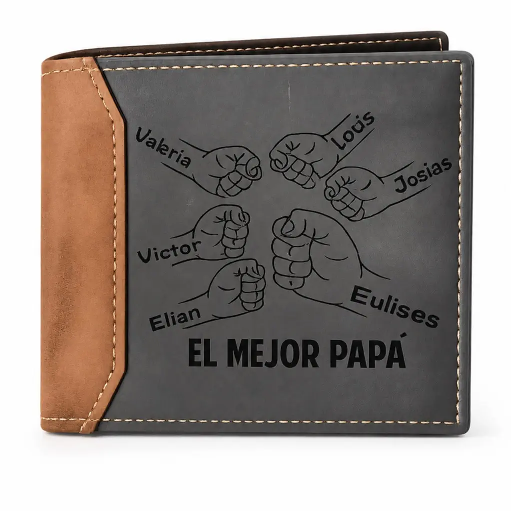 Personalized Men's Wallet - Business Minimalist Bifold, Stylized Wallet with Unique Design for Personal Use, Customizable with Names or Favorite Pictures, Ideal Father's Day Gift, Personalized Men's Wallets, Regalo para Día del Padre