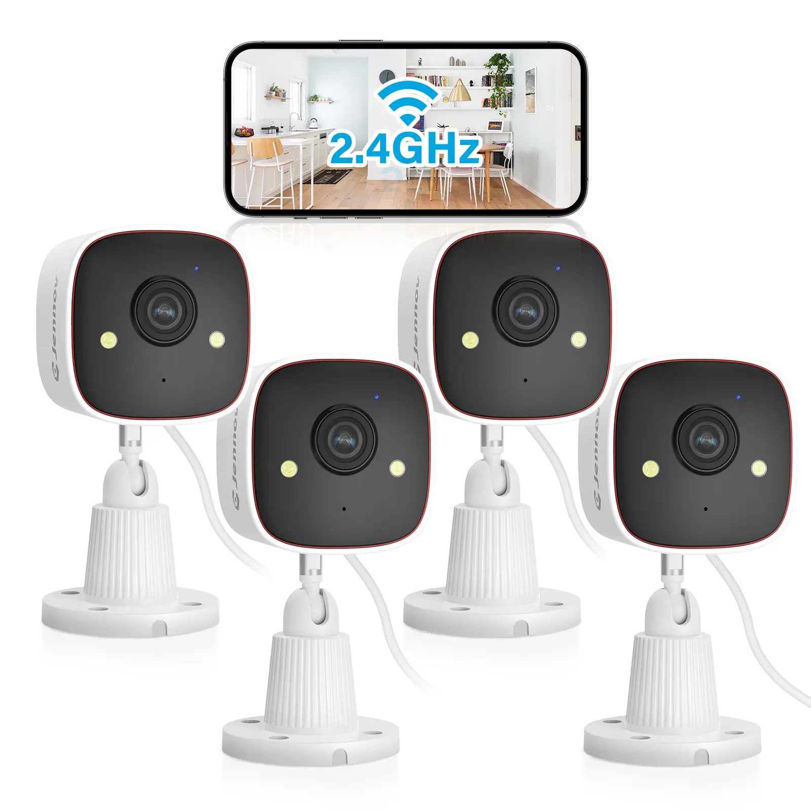 Jennov Outdoor/Indoor Security Cameras , 2K 2.4ghz wifi HD Color Night Vision/AI Human Motion Detection /2-Way Audio/IP66 Waterproof Monitor Security Camera for Home,Cloud & 128GB SD Card Storage ,camara de seguridad,baby camera monitor