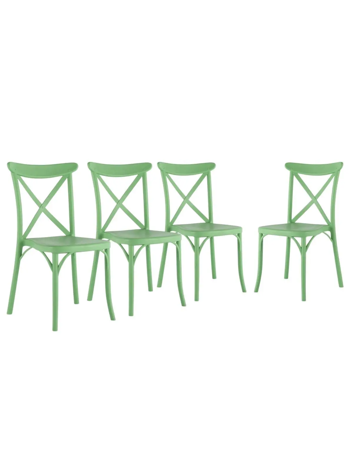 HomeRoots 565178 Heavy Duty Plastic Outdoor Stacking Dining Chairs - Set of 4, 21 in. Green, 20.3 in. Depth, Sturdy for Outdoor Enthusiasts