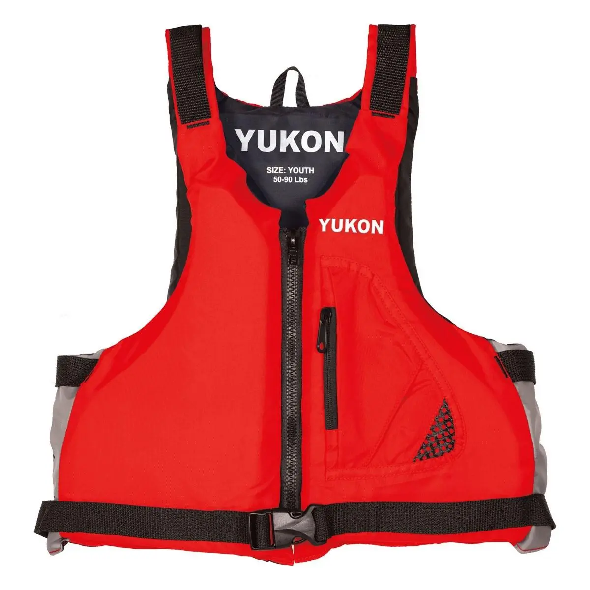 Yukon Base Paddle Lifejacket, Low-Profile Nylon Vest with Breathable Mesh Back and Neoprene Padding for Kayaking, Universal Fit - Deep Red, Adult