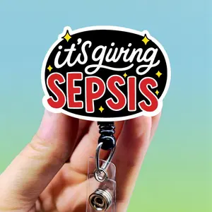 It's Giving Sepsis Badge Reel , Xray Girl Creations, Funny Nurse Badge Clip, Xray Tech ID Holder, Cute Badge reel for Radiology, Nurses, CNAs. Retractable swivel clip with a 360 rotation.  Badge pull