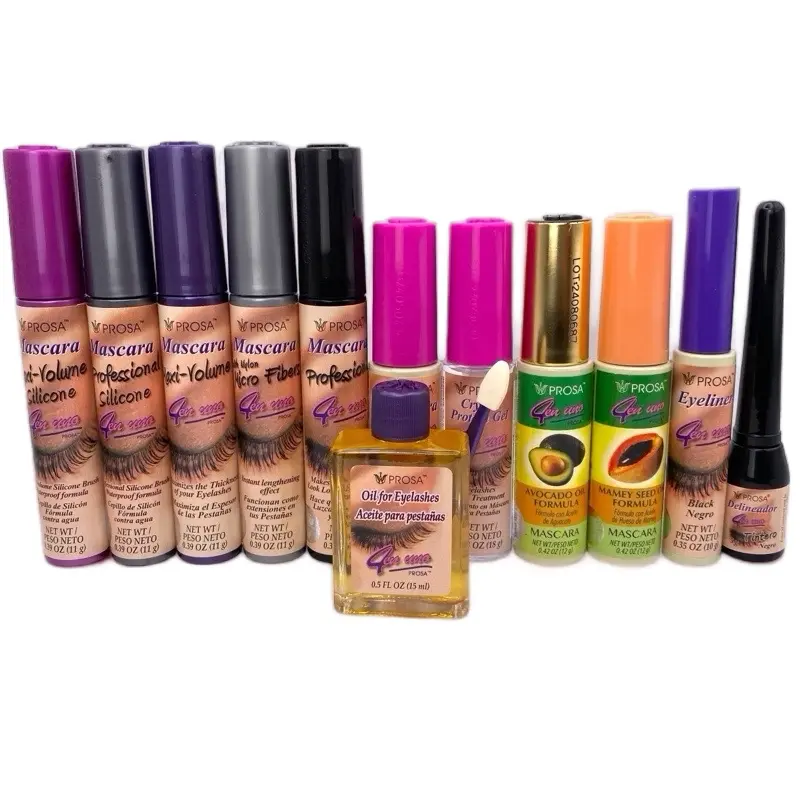 Prosa Thickening Natural Mascara & Lash Oil Set with Aloe & Avocado Oil, Volumizing & Waterproof Makeup for Lash Growth, Silicone, Cosmetic